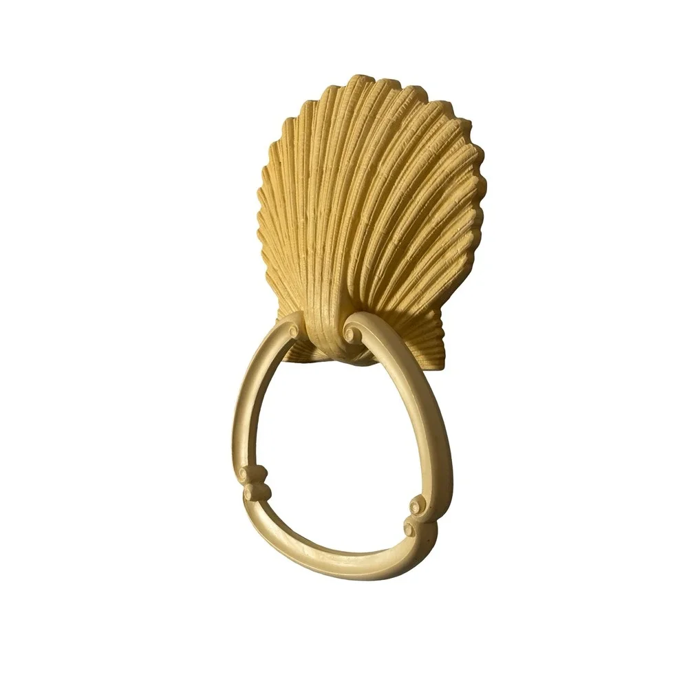Vintage Homco Seashell Towel Ring Cream Yellow Plastic Coastal Decor 3380